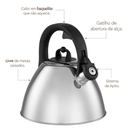Chaleira de Inox com Apito Brinox 3 L Black Diamond e Jasmin com Indução