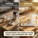 Bandeja Luxo Decorativa com alças Grande Borda Dourada Banheiro Lavabo Multiuso Cantinho do Café