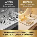Bandeja Luxo Decorativa com alças Grande Borda Dourada Banheiro Lavabo Multiuso Cantinho do Café