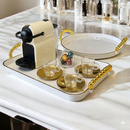 Bandeja Luxo Decorativa com alças Grande Borda Dourada Banheiro Lavabo Multiuso Cantinho do Café