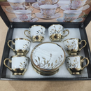 Conjunto de Xícaras de Café com Pires – Kit 12 Peças em Cerâmica