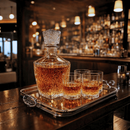 Garrafa Decanter Vidro Whisky Licor 720ml + 4 Copos 340ml