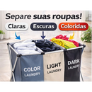 Cesto Organizador de Roupas 3 Divisórias Dobrável Laundry Roupa Suja Lavanderia Portátil Resistente