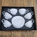 Conjunto de Xícaras de Café com Pires – Kit 12 Peças em Cerâmica