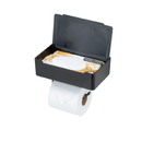 Suporte Papel Higiênico Com Porta Objetos Fixação 3m Preto
