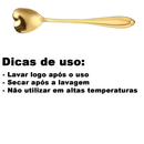 Kit Jogo 6 Colheres Café Chá Coração Sobremesa Inox Dourada