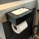 Suporte Papel Higiênico Com Porta Objetos Fixação 3m Preto