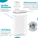 Kit Dispenser Organizador Lavanderia 2,3 e 1,5 Litros Acrílico amaciante sabão em pó Lavanderia