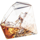 Decanter Whisky Modelo Diamante Pirâmide Com Base Madeira e Dois Copos