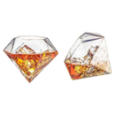 Decanter Whisky Modelo Diamante Pirâmide Com Base Madeira e Dois Copos