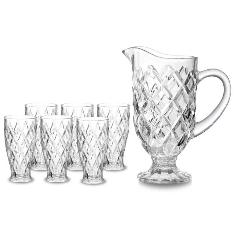 Conjunto De Jarra 1,5L Com 6 Copos 300ml Diamond