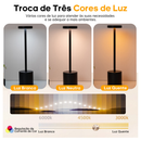 Luminária de Mesa 3 Tons Cabeceira Luxuosa Abajur Recarregável Escrivaninha LED Quarto Candeeiro