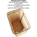 Cesto Roupa Bambu Retangular Redondo Com Tampa Cesto Oraganizador Roupa Suja Alças Banheiro Bege