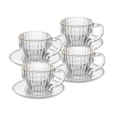 Kit 4 Xícaras de Café em Cristal com Fio de Ouro
