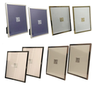 Kit 2 Porta Retrato em Aço Inox E Vidro Luxo 20x25cm