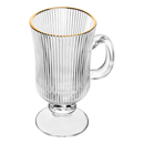 Conjunto com 4 Taças para Cappuccino em Vidro Fio de Ouro Gold Lines 240ml - Wolff