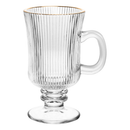 Conjunto com 4 Taças para Cappuccino em Vidro Fio de Ouro Gold Lines 240ml - Wolff