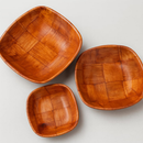Tigela Bowl Vasilha Saladeira Madeira Envernizada Quadrada Multiuso Cor Natural