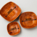 Tigela Bowl Vasilha Saladeira Madeira Envernizada Quadrada Multiuso Cor Natural