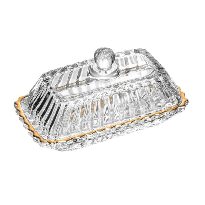 Manteigueira Wolff Imperatriz de Cristal com Fio de Ouro